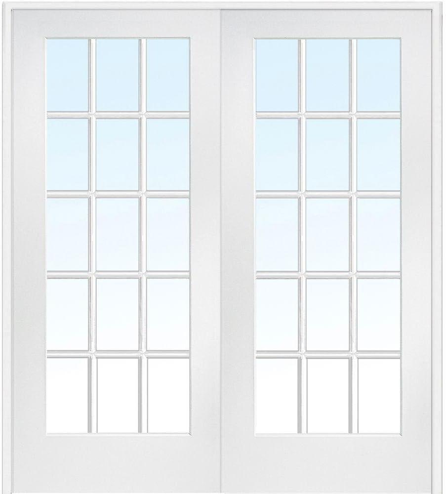 National Door Company, Interior Double Door, MDF, 72" x 84", 15 Lite True Divided, Clear Glass Collection, Both Active