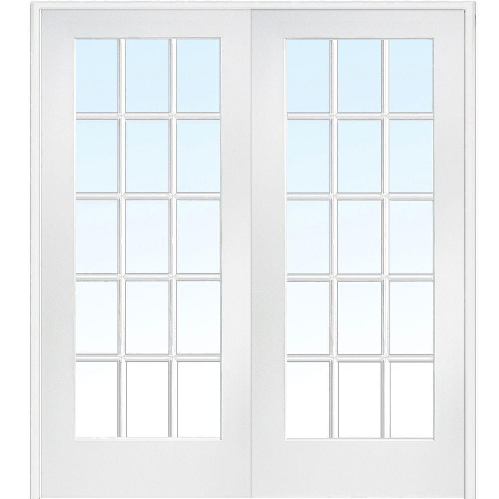 National Door Company, Interior Double Door, MDF, 72" x 84", 15 Lite True Divided, Clear Glass Collection, Both Active