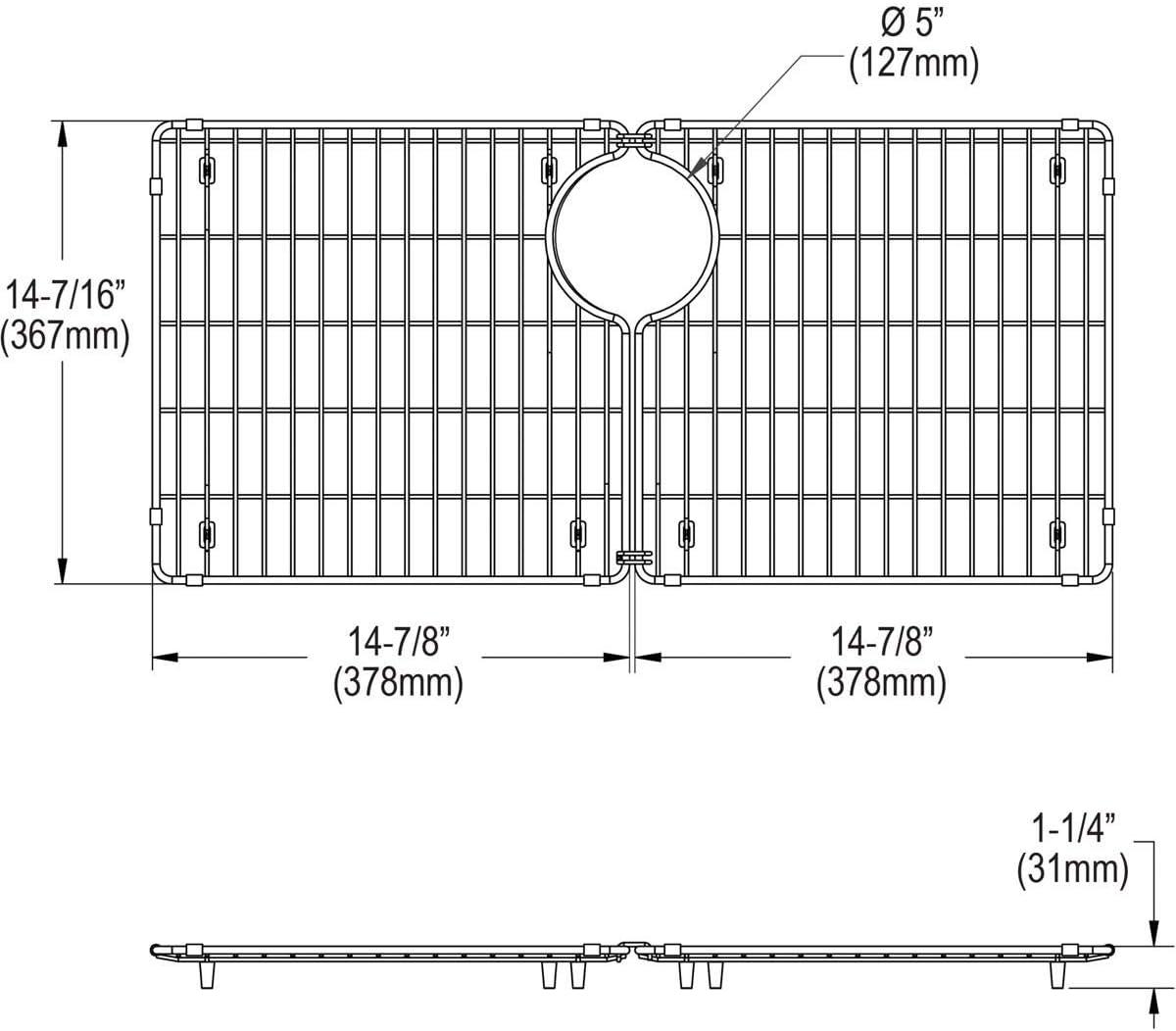 Elkay LKOBG3014SS Elkay Stainless Steel 14-7/16" x 29-15/16" x 1-1/4" Bottom Grid