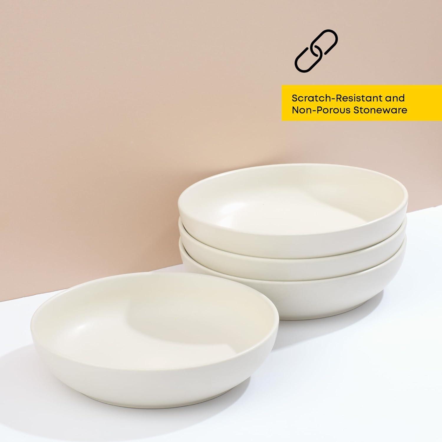 JoyJolt JoyJolt Mesa 4pc Stoneware Pasta Bowl set, 40oz (Set of 4)