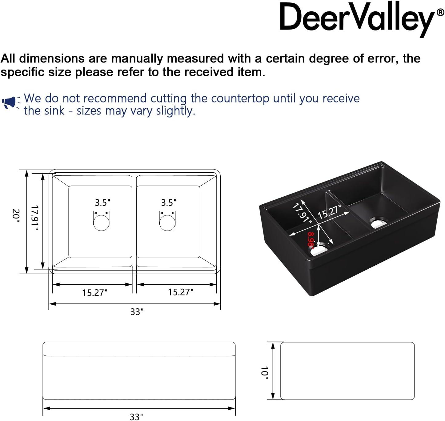 33"L x 20"W Farmhouse Kitchen Sink Deep Single Bowl Fireclay Workstation Sink with Cutting Board and Dish Drying Rack