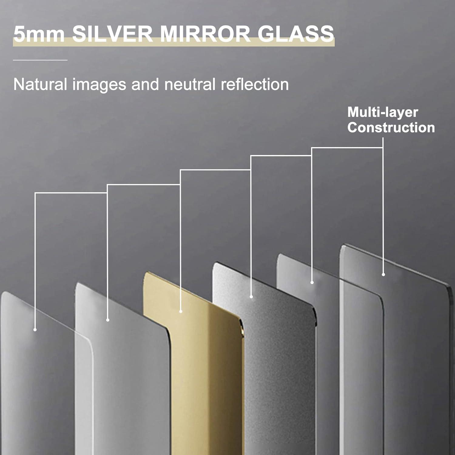 COSMOGO Rustic Wooden Framed Wall Mirror, Natural Wood Bathroom Vanity Mirror Brown 40" x 26" Brown