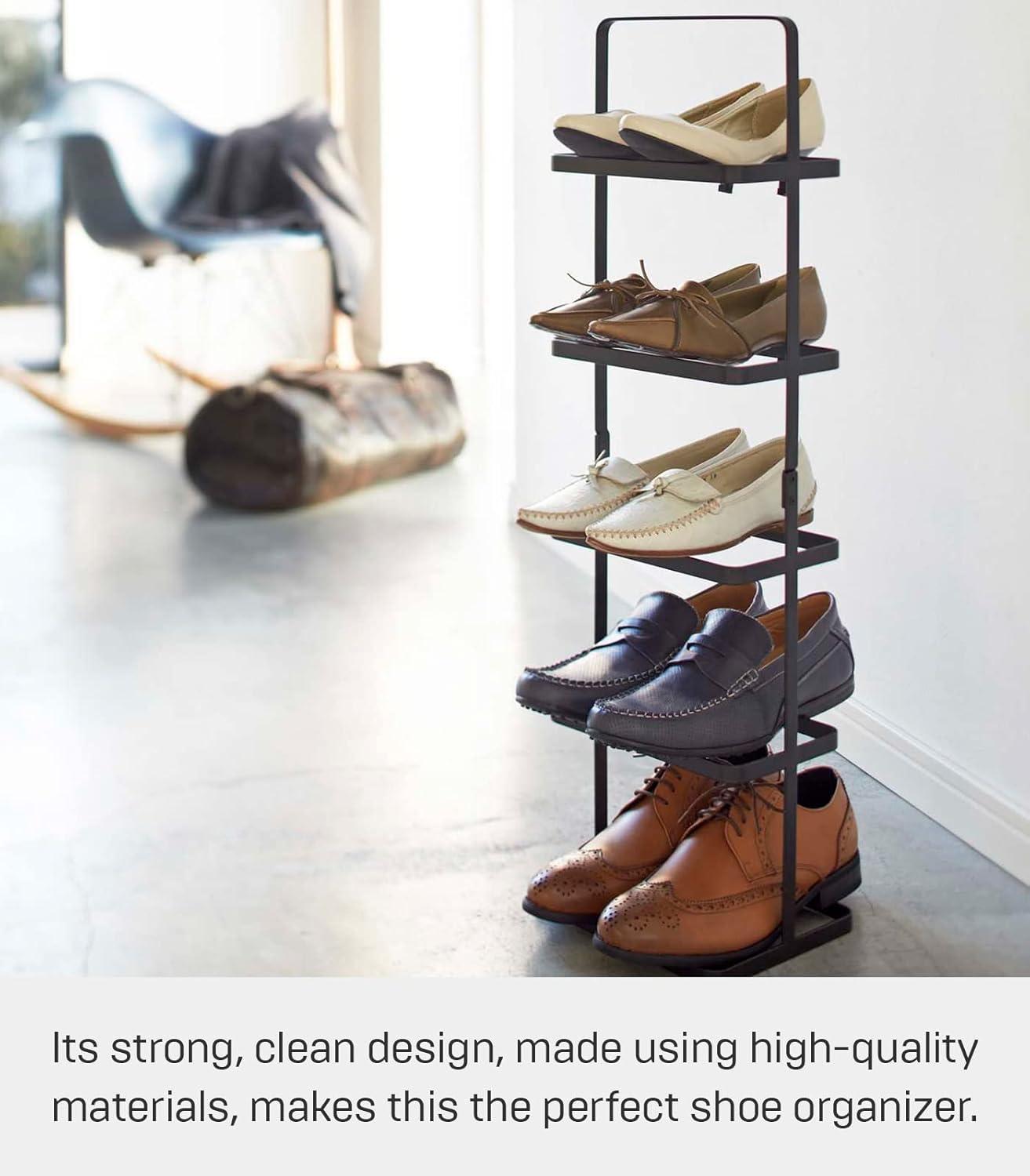 Yamazaki Home Steel Upright 5 Pair Shoe Rack with Handle