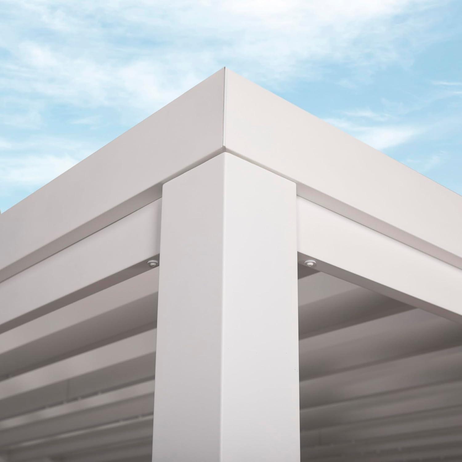 Backyard Discovery Backyard Discovery Windham 14' x 10' Modern Galvanized Steel Outdoor Patio Pergola Kit with Shade Sail Canopy and PowerPort