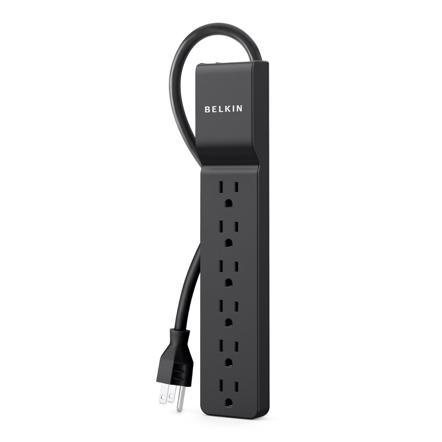 Belkin BE106000-04-BLK 6-Outlet Home/Office Surge Protector 4 ft Cord - Black