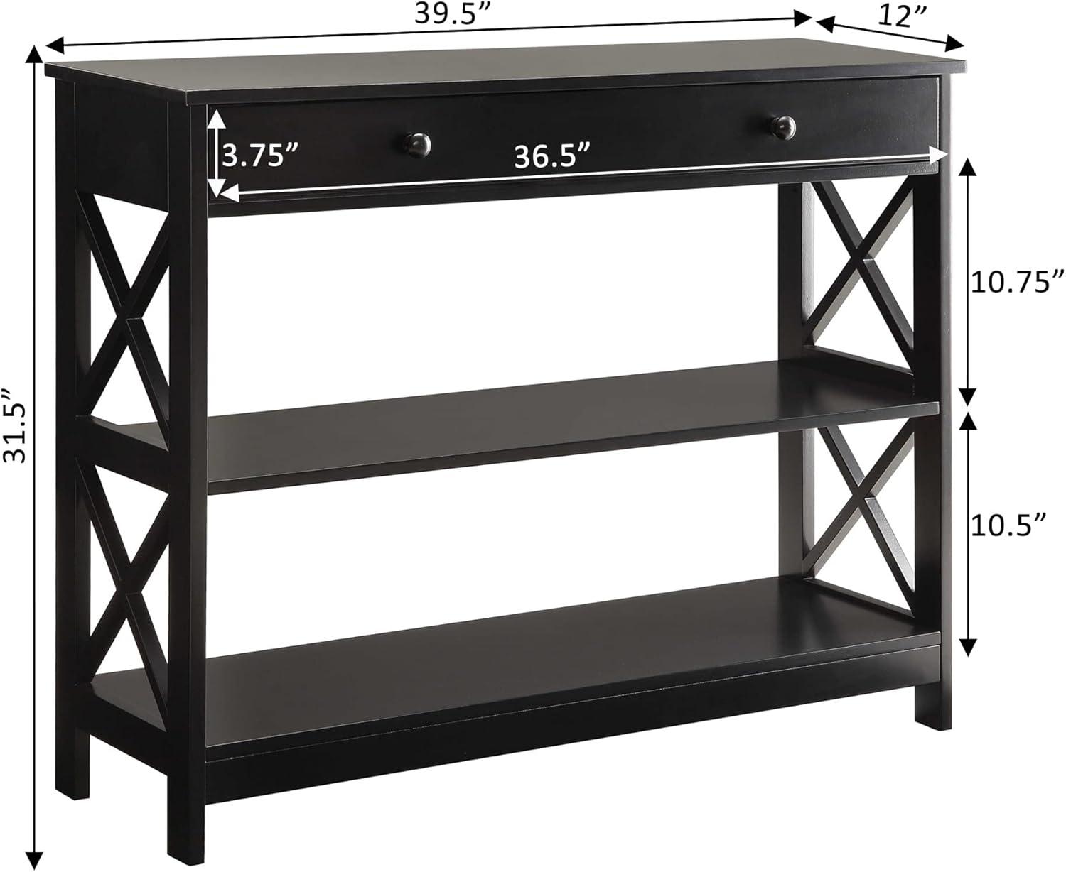 Convenience Concepts Oxford 1-Drawer Console Table, Black Wood finish