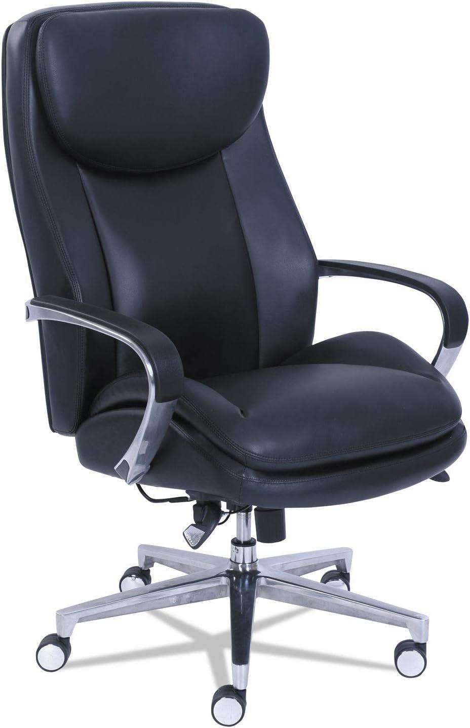 La-Z-Boy Commercial 2000 Big/Tall Executive Chair, Lumbar, Supports 400 lb, 20.25" to 23.25" Seat Height, Black Seat/Back, Silver Base