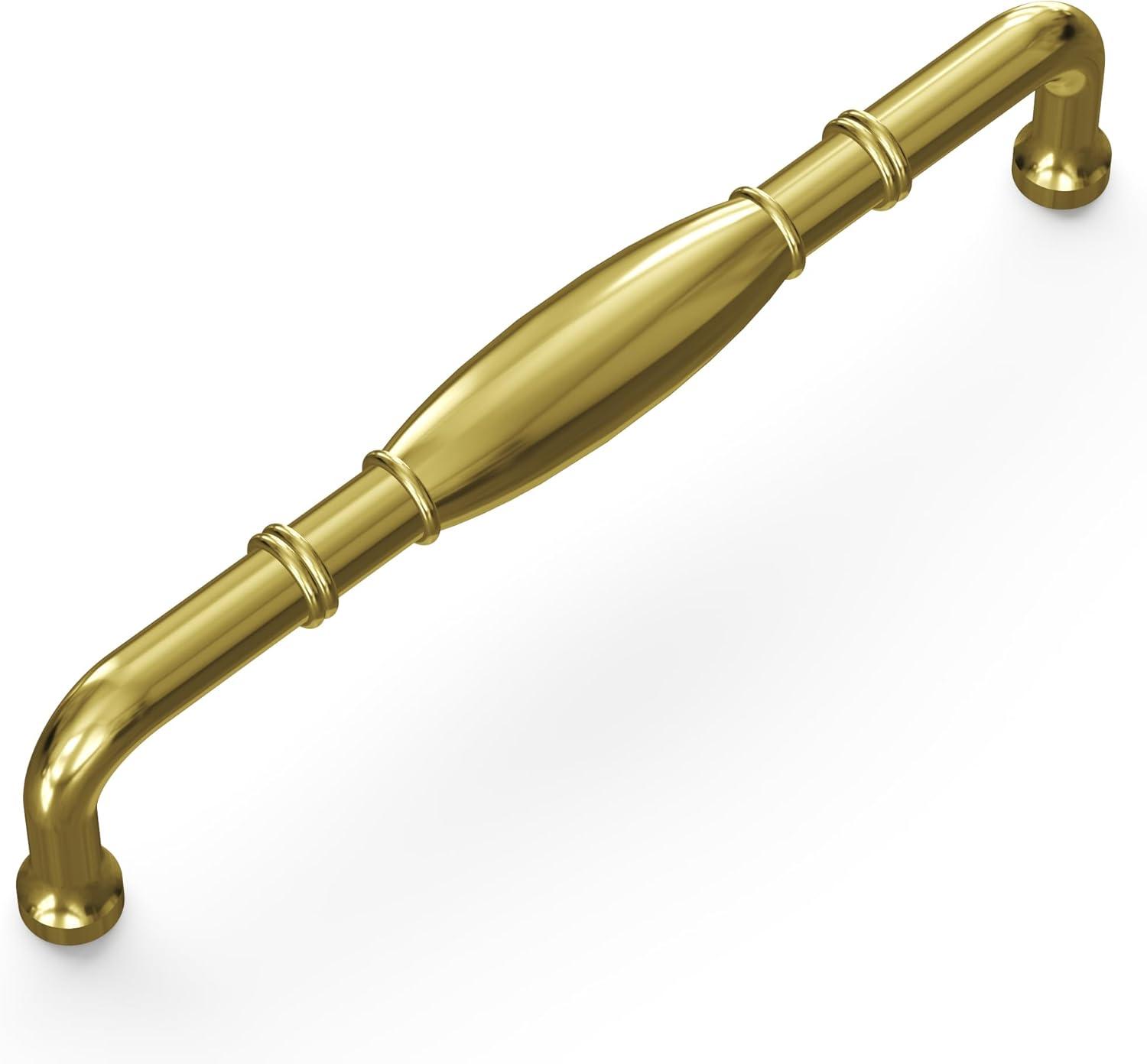 Hickory Hardware Williamsburg Collection Handle Pull - 3" Center to Center Cabinet Pull Polished Brass - Farmhouse Hardware for Drawers & Cabinets (Set of 10)