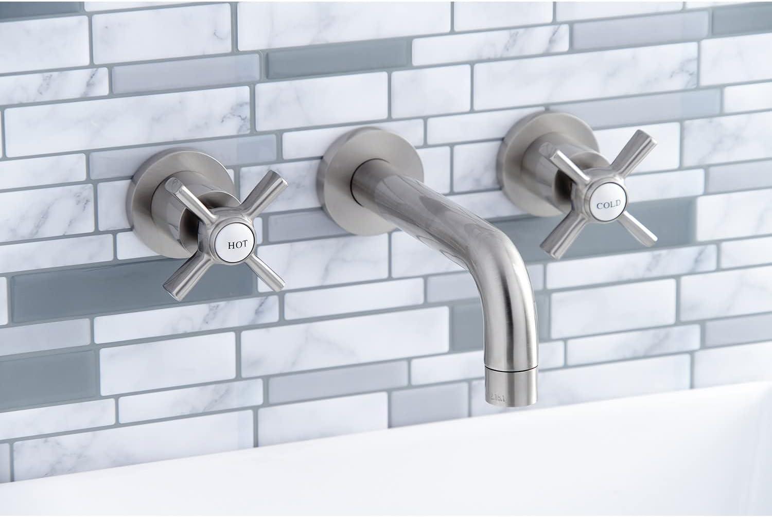 Kingston Brass Millennium Two-Handle 3-Hole Wall Mount Bathroom Faucet