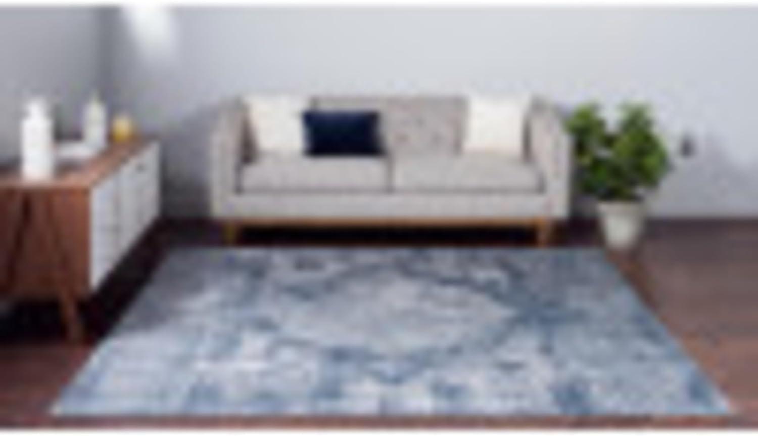 Unique Loom Portland Collection Area Rug - Woodburn (4' 1" Square Blue/Ivory)