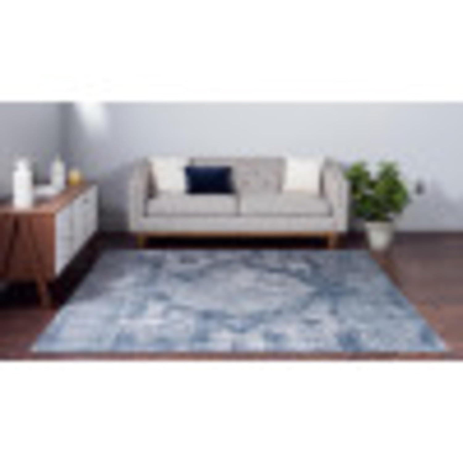 Unique Loom Portland Collection Area Rug - Woodburn (4' 1" Square Blue/Ivory)