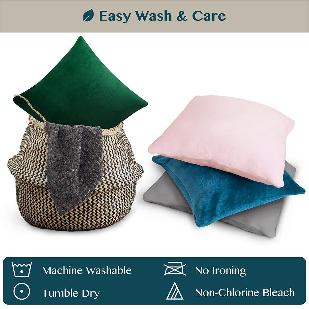 PAVILIA Set of 2 Throw Pillow Covers, Decorative Velvet Square Cushion Cases for Bed Sofa Couch Bedroom Living Room, Snowflake Blue/18 x 18