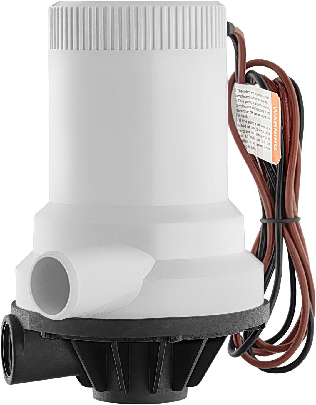 Livewell Pump for Boat 12V 1600 GPH Straight Livewell Aerator Pump with Dual Inlet ABA Housing for Freshwater Saltwater