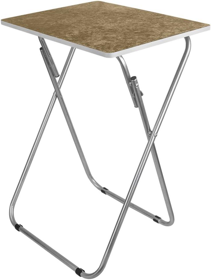 Brown Marble Folding TV Tray Table with Metal Frame