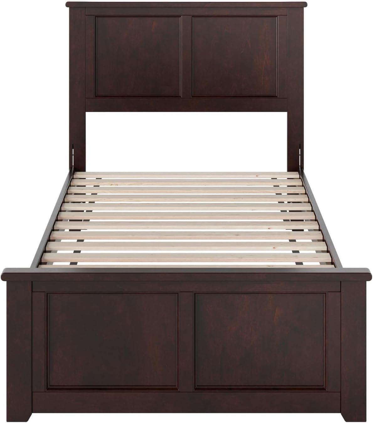 AFI Charlotte Cama con Plataforma de Perfil Bajo de Madera Maciza con Pie de Cama a Juego, Espresso