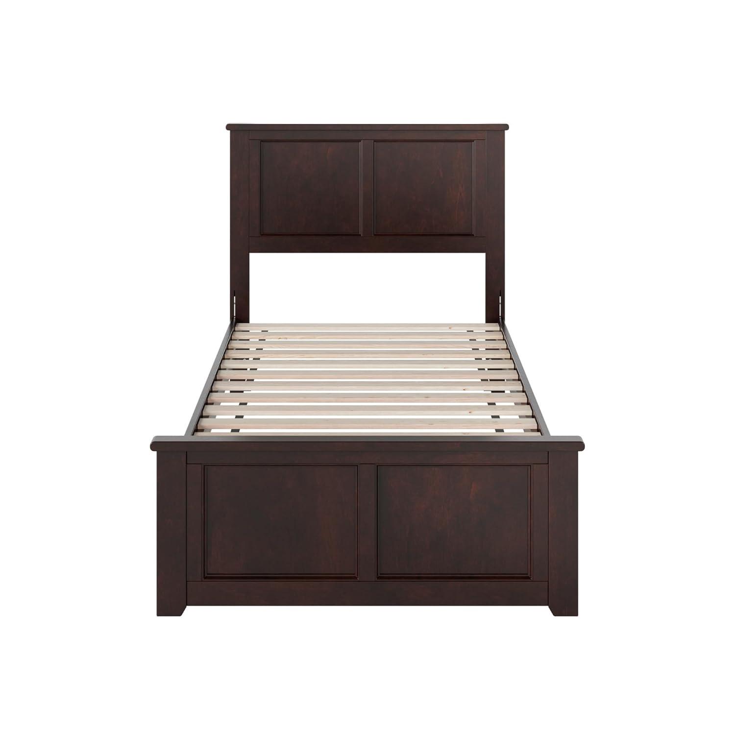 AFI Charlotte Cama con Plataforma de Perfil Bajo de Madera Maciza con Pie de Cama a Juego, Espresso