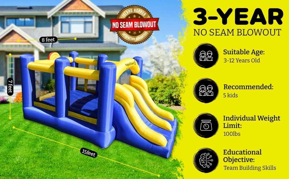 Island Hopper Racing Slide and Slam Recreational Bounce House