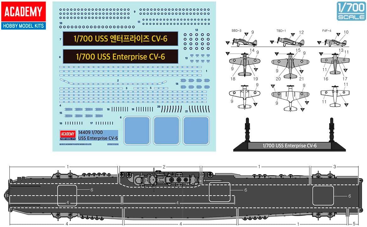 ACADEMY Models USS Enterprise CV-6 Battle Midway 1/700, Model Kits