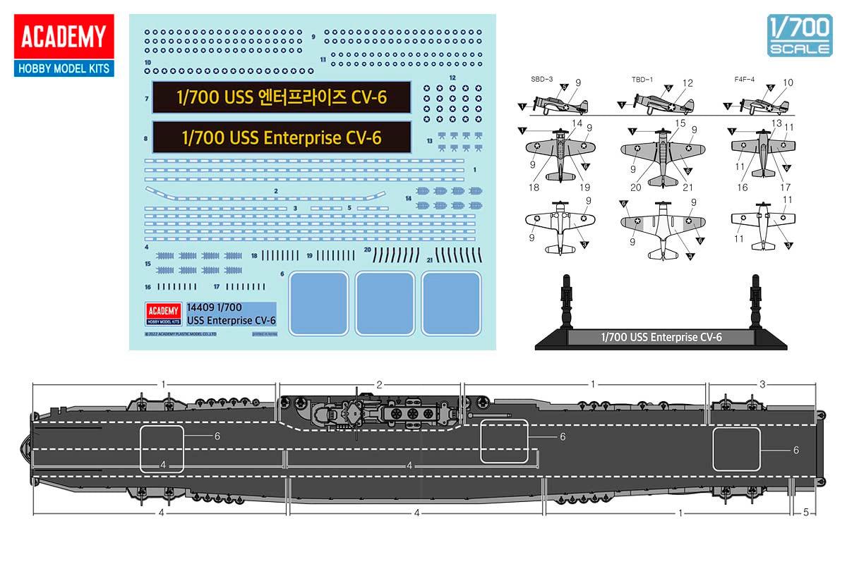 ACADEMY Models USS Enterprise CV-6 Battle Midway 1/700, Model Kits