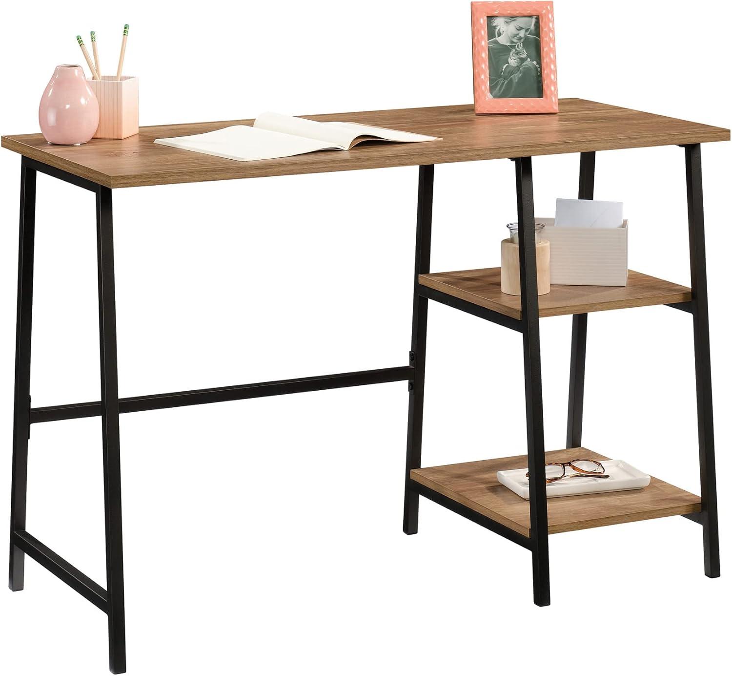 Sindoori Mango and Black Wood Desk with Shelves