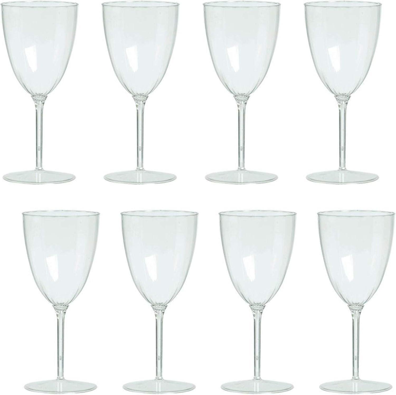 Elegant Clear 8oz Plastic Wine Goblets - Pack of 8