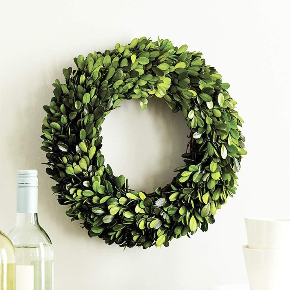 Boxwood Wreath 10 inch Preserved Nature Boxwood Wreath Home Decor Stay Fresh for Years Thanksgiving, Christmas Rustic Farmhouse Holiday Home Decor, Green