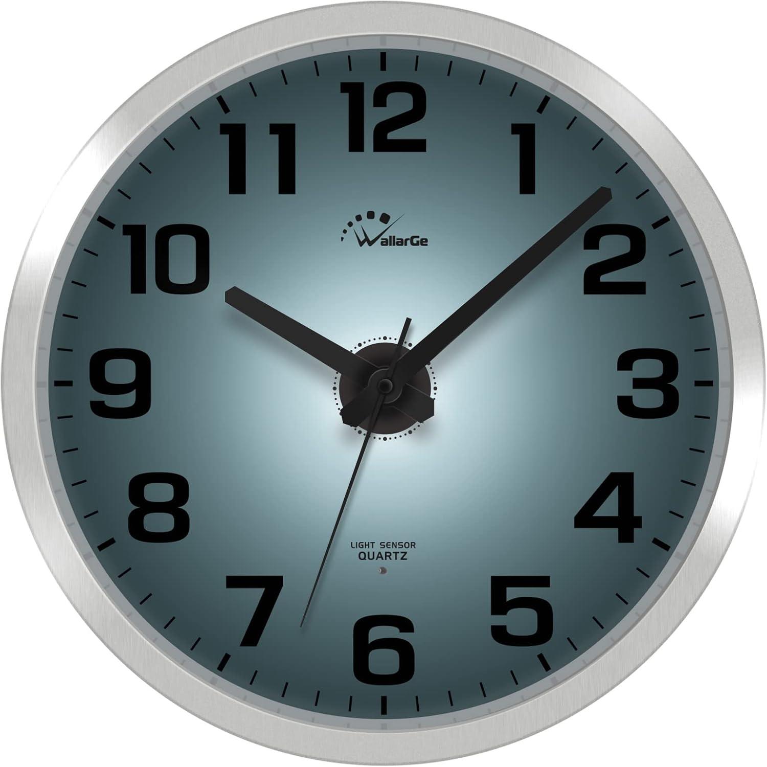 12-Inch Silver Digital Night Light Wall Clock with Glass Face