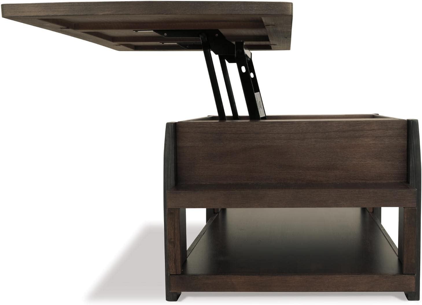 Vailbry Lift Top Cocktail Table Brown - Signature Design by Ashley: UPC 024052498875, Open Shelf, Faux Metal Legs