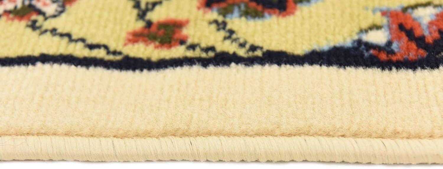 Unique Loom Cape Cod Espahan Rug Cream/Black 4' 1" x 6' 1" Rectangle Floral Traditional Perfect For Living Room Bed Room Dining Room Office