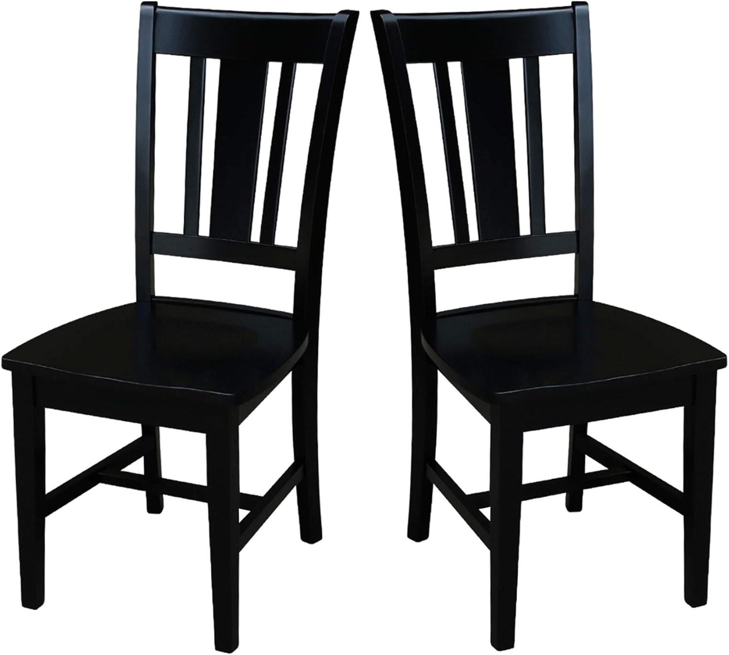 San Remo Elegant Black Solid Hardwood Splatback Dining Chairs (Set of 2)