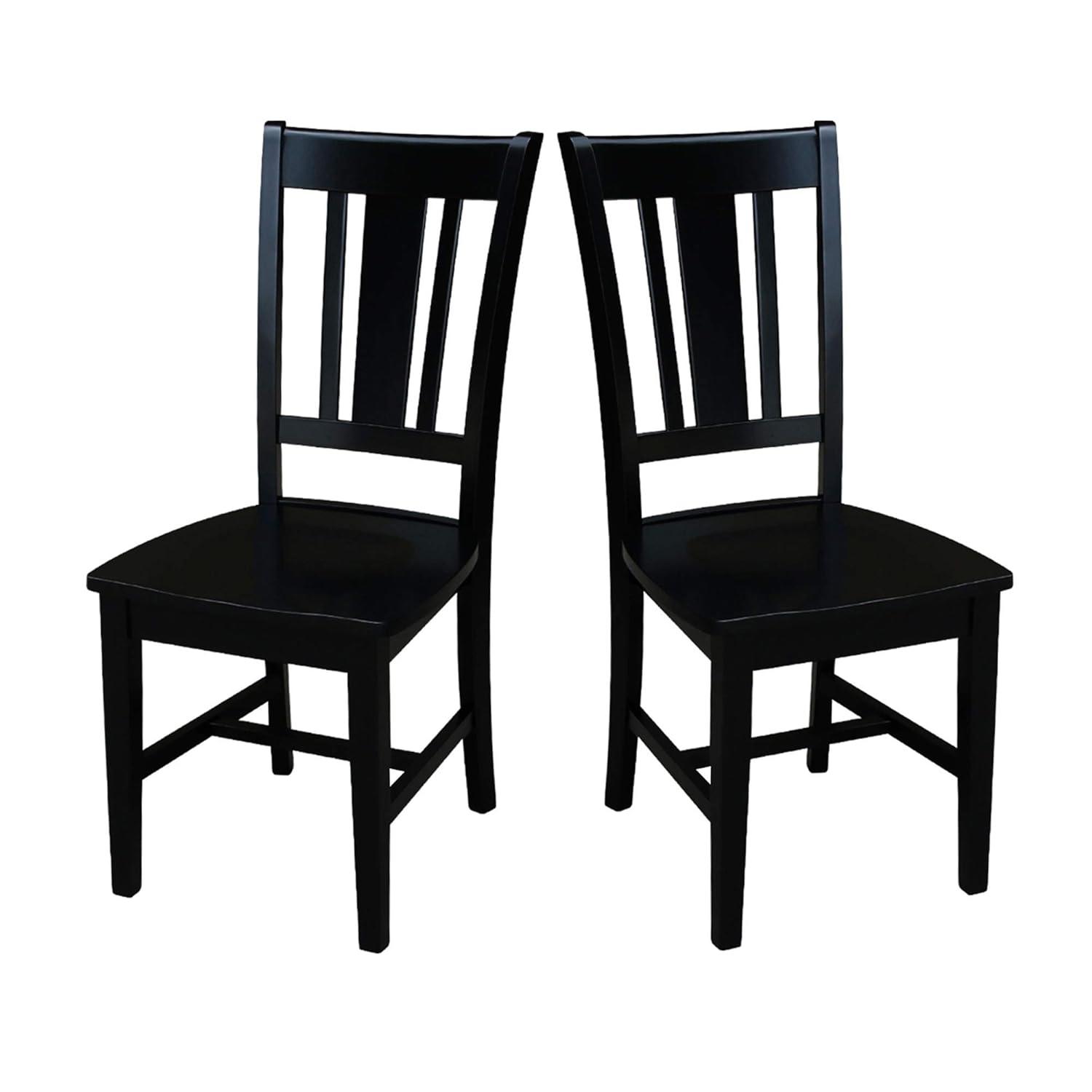 International Concepts Set of 2 San Remo Splatback Chairs Jet Black: Rubberwood Frame, Armless Design