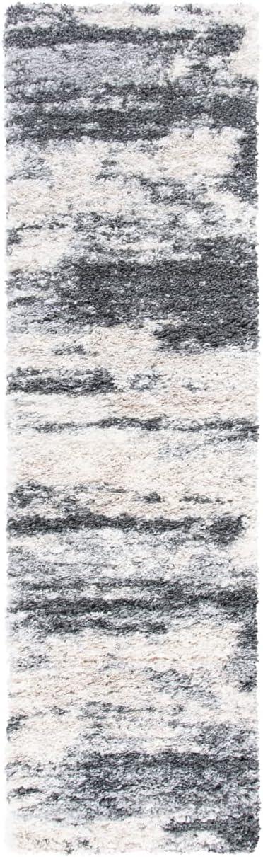 Fontana Shag FNT853 Power Loomed Runner Rug - Grey/Ivory - 2'3"x8' - Safavieh.