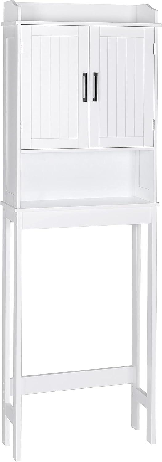 MUPATER Bathroom 67" Storage Cabinet Organizer with Shelves and Doors, Small Freestanding Toilet Shelf Space Saver with Anti-Tip Design and Adjustable Bottom Bar, White