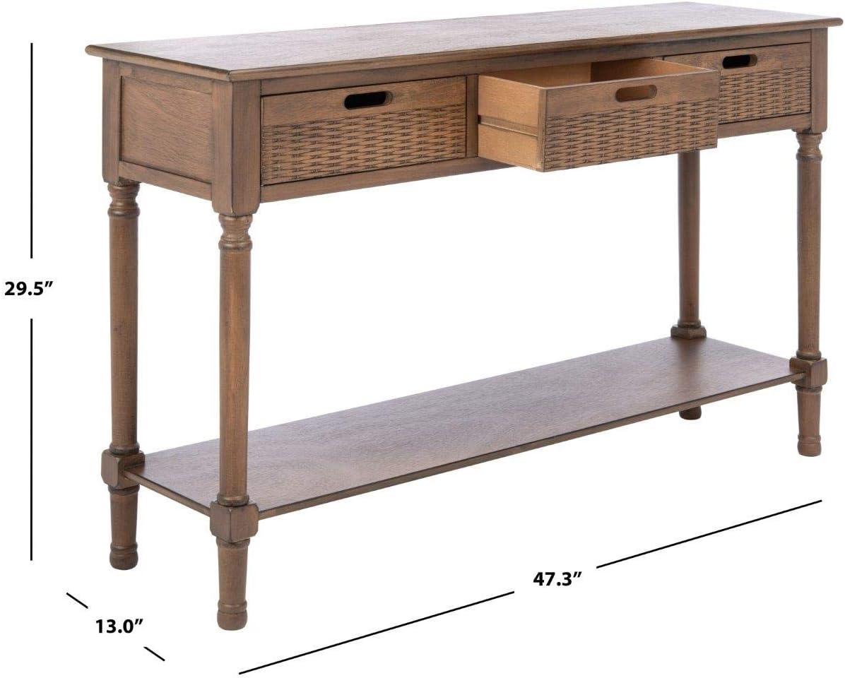 Landers Brown Wood and Metal 3-Drawer Console Table