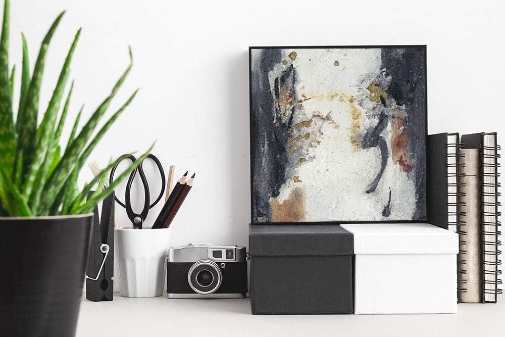 Neutral Abstract Canvas Print with Black Frame, 30 x 30 Inches