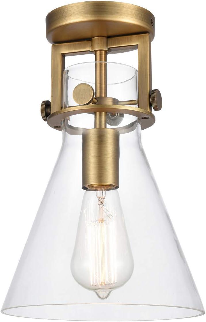 Newton 12" Brushed Brass and Glass Flush Mount Light