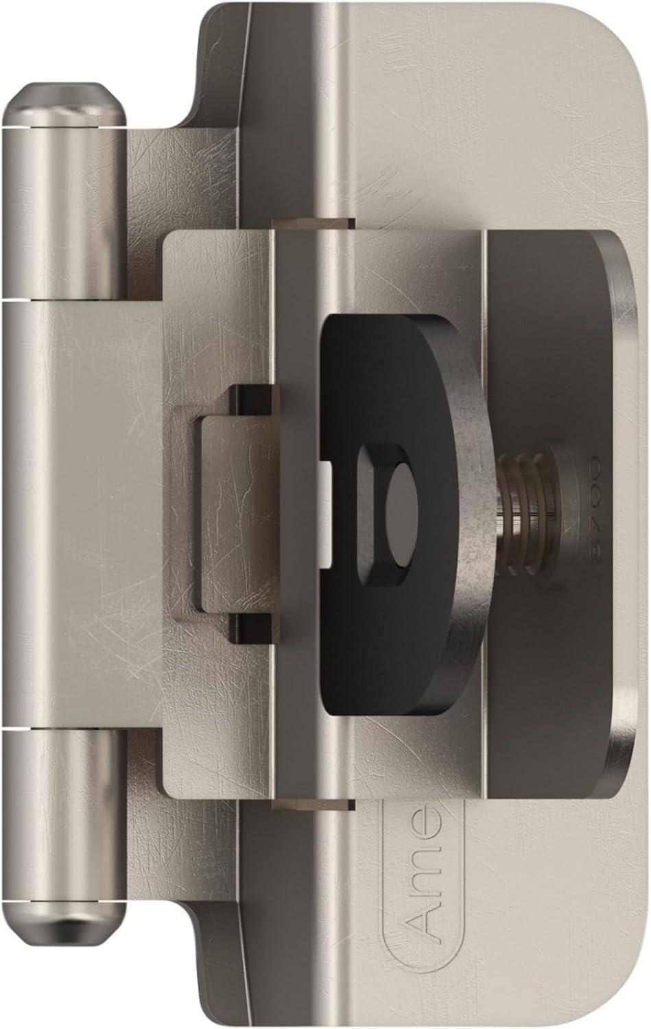 Satin Nickel 3/8 Inch Inset Double Demountable Cabinet Hinge
