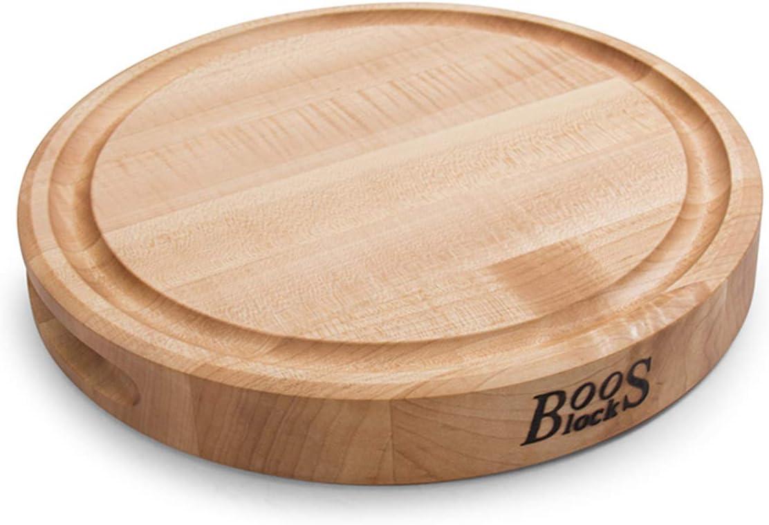 John Boos Chef's Collection Round Maple Cutting Board with Groove
