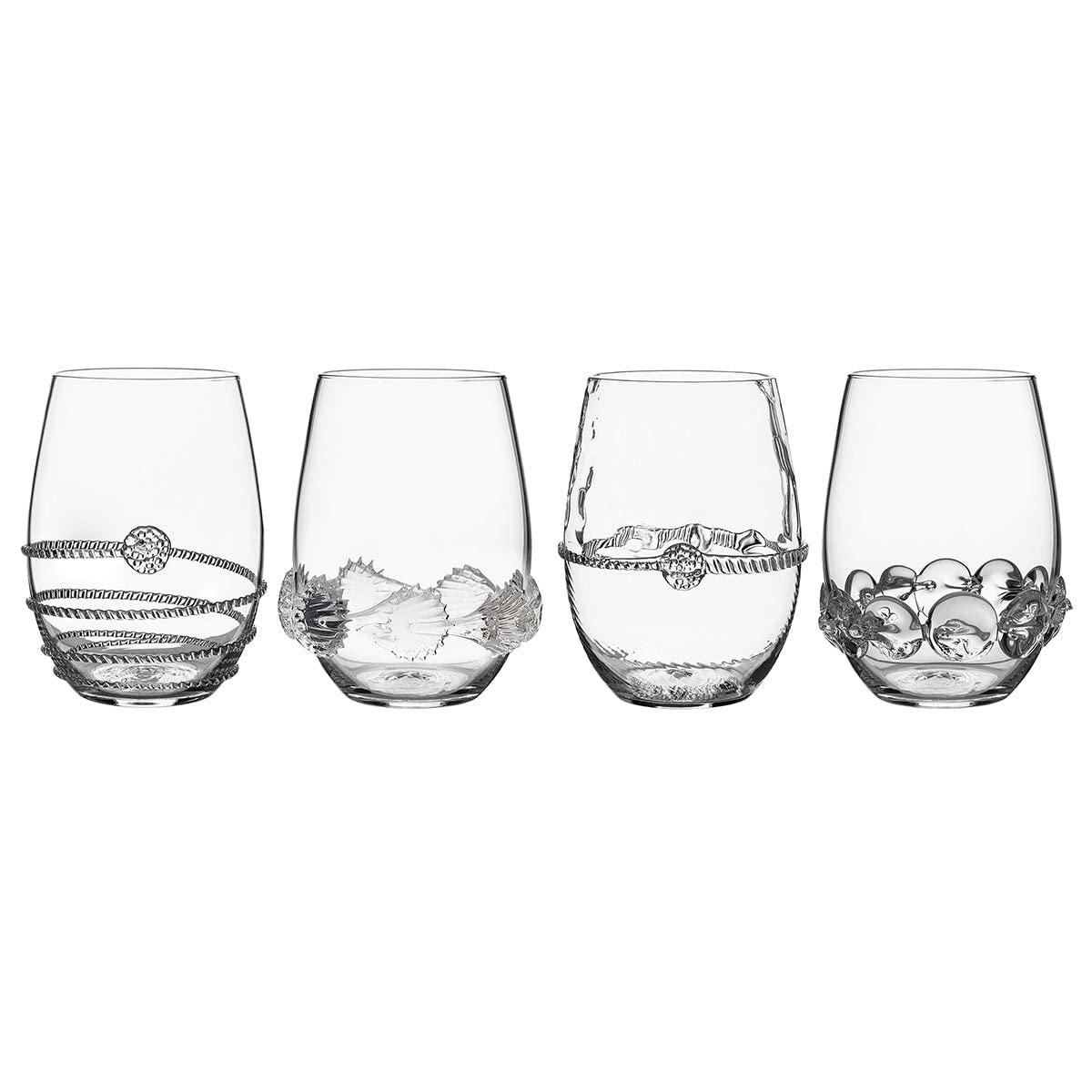 Juliska Heritage 12 oz. Stemless Wine Glass Assorted (Set of 4)