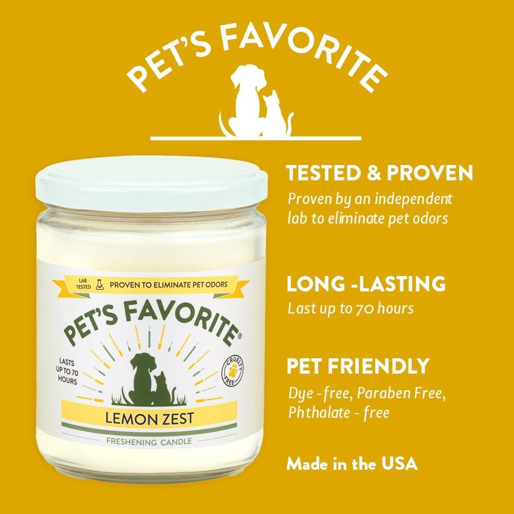 Pet's Favorite - Tested & Proven - Odor Eliminating Candle, Pet-Friendly Scented Candle, in 4 Great Fragrances - 70-Hour Burn Time, Cotton Wick