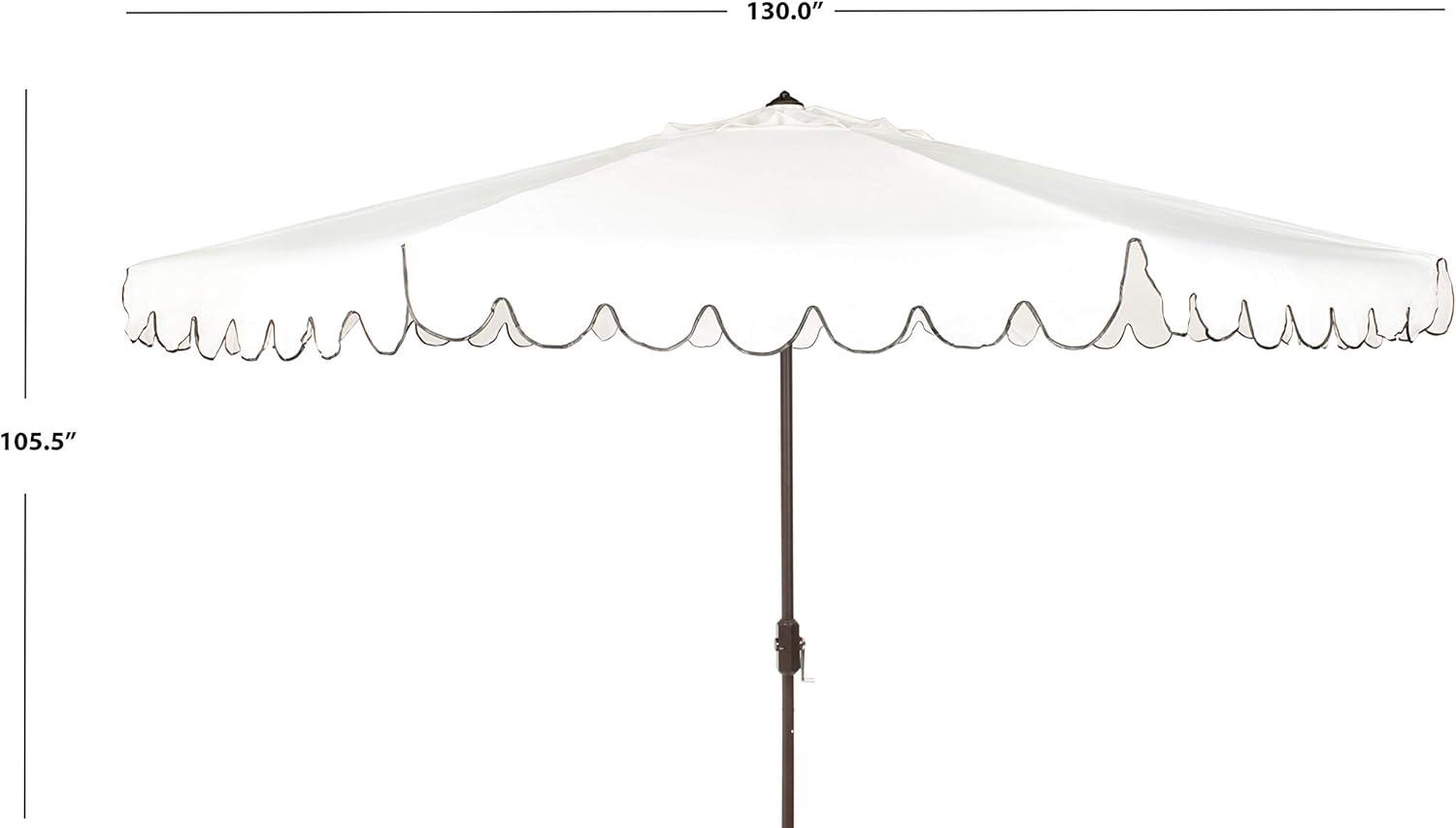 Venice 11Ft Round Crank Umbrella - PAT8110 - Ivory/Black - Safavieh