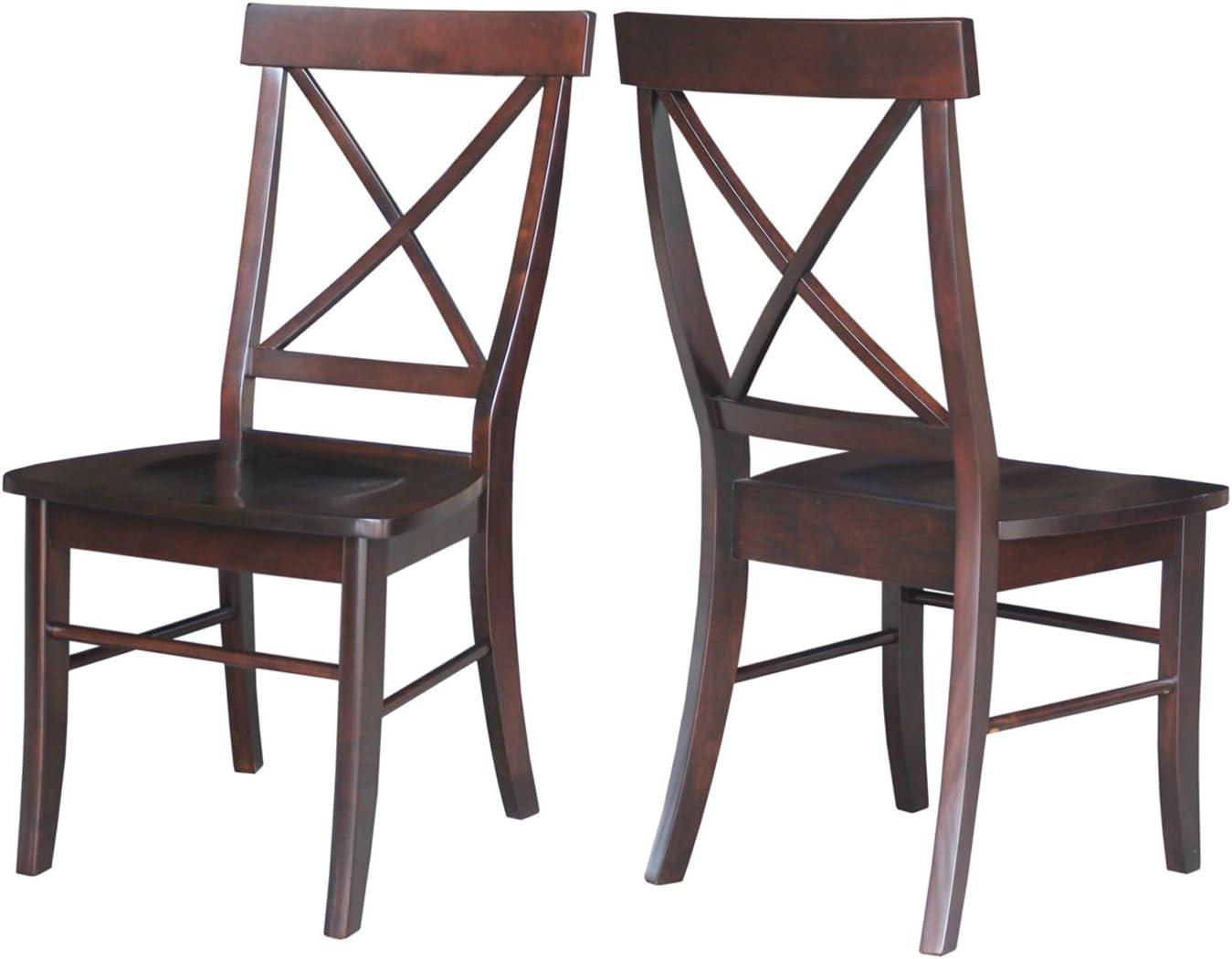 Set of 2 X Back Chairs with Solid Wood - International Concepts