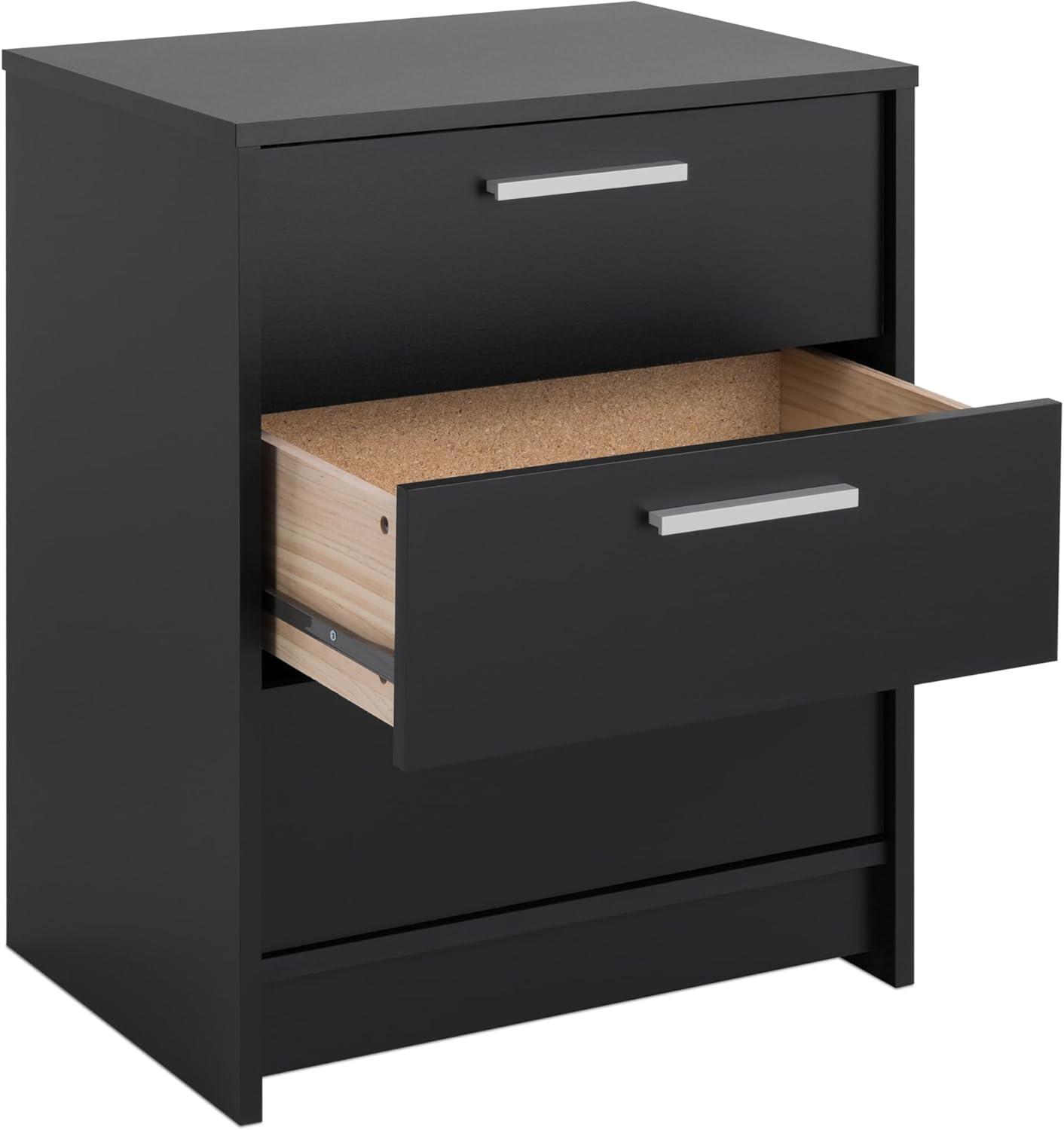 Prepac Studio Essentials Nightstand Bedside Table, Black Nightstand for Bedroom, End Table with 3 Drawers 16" D X 21.25" W x 26.25" H, BDNR-2103-1