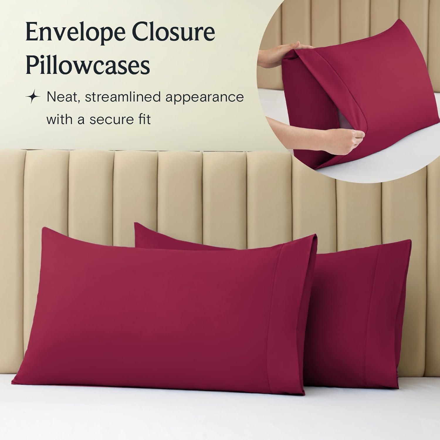 LuxClub 3 PC Burgundy King Silky Soft Cooling Deep Pocket Performance Sheet Set