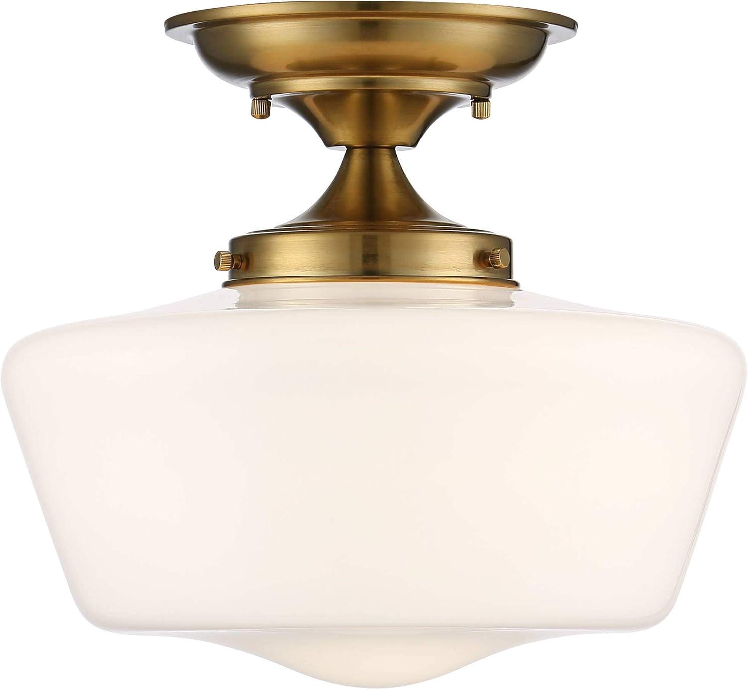 Soft Gold Opal Glass Globe Farmhouse Ceiling Light 20" x 9"