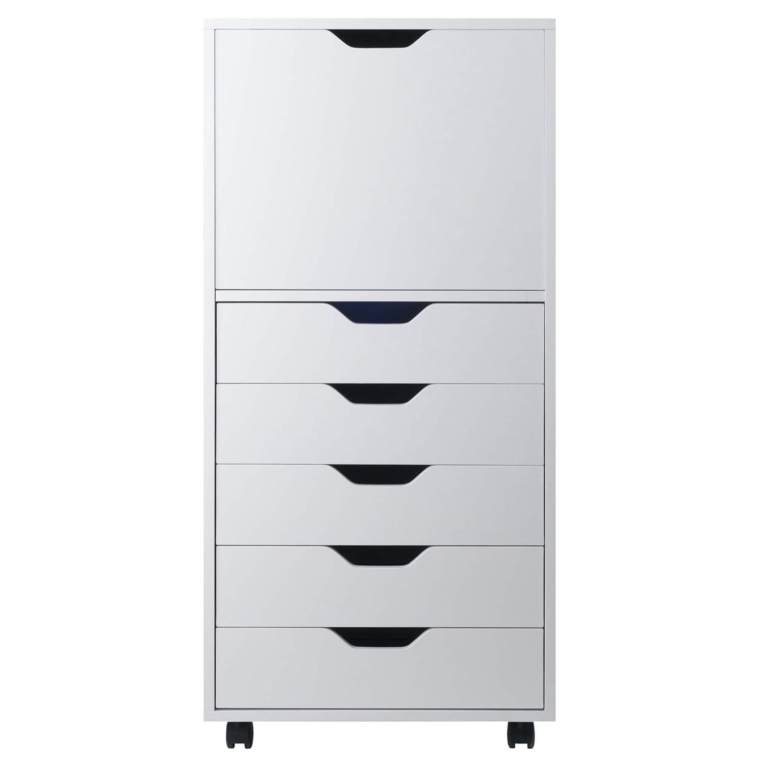Halifax 5 Drawer Cabinet White - Winsome: Wood Composite Office Furniture, Printer Stand with Storage