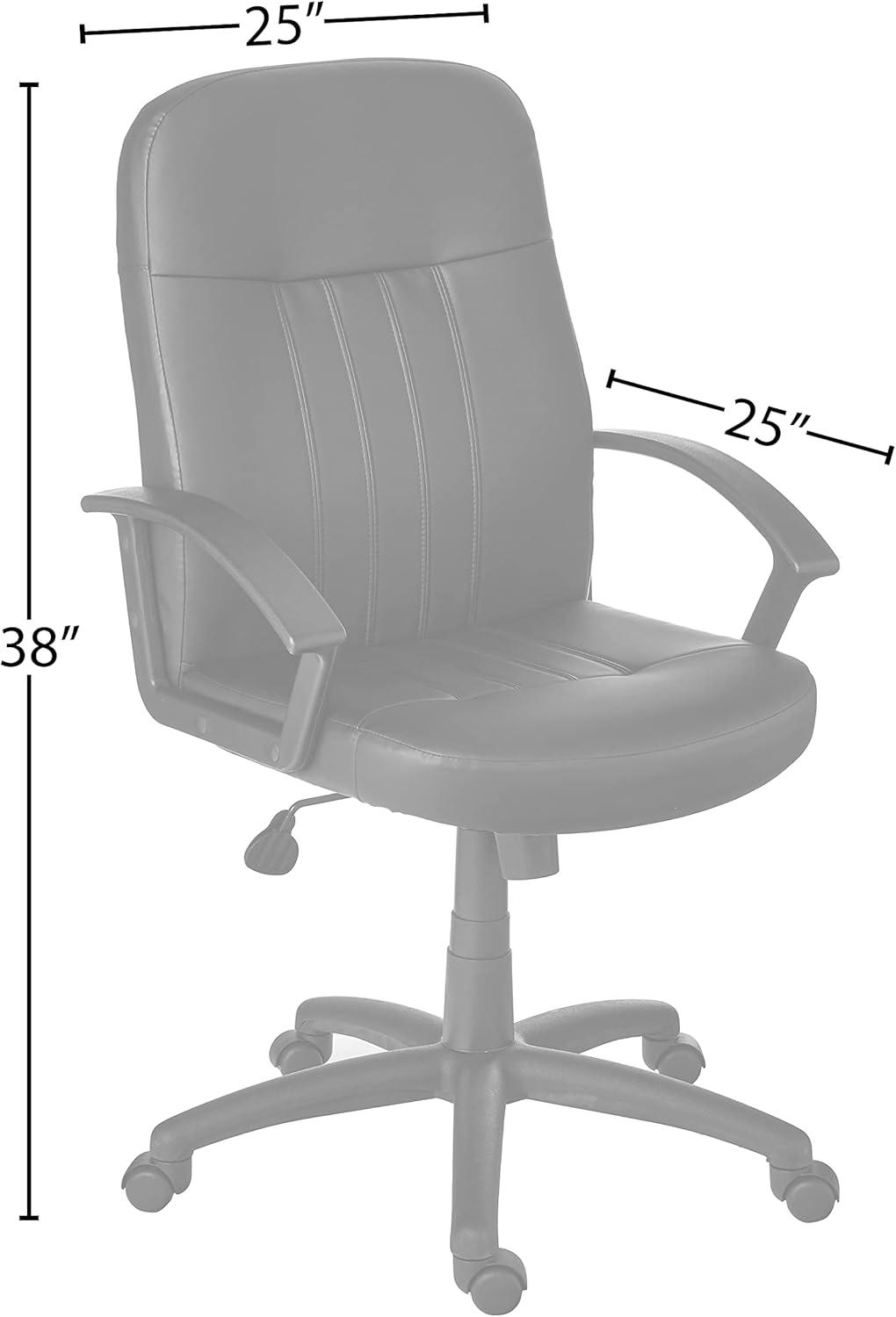 Executive Leather Budget Chair Black - Boss Office Products: Swivel, Lumbar Support, 250lb Capacity