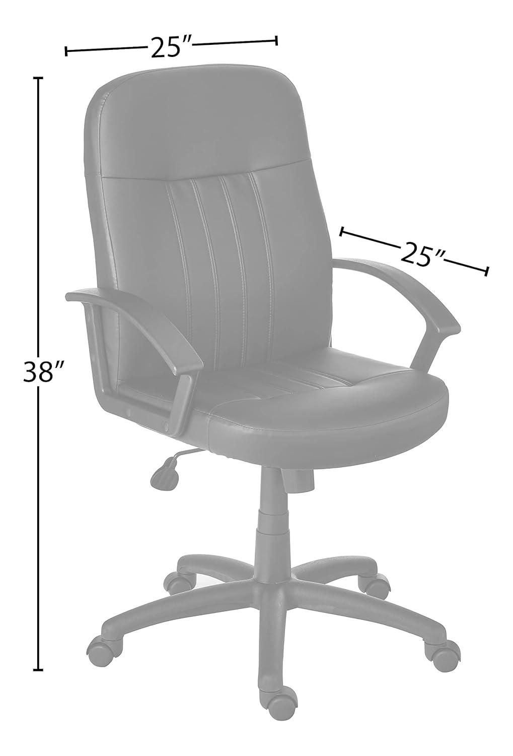 Executive Leather Budget Chair Black - Boss Office Products: Swivel, Lumbar Support, 250lb Capacity