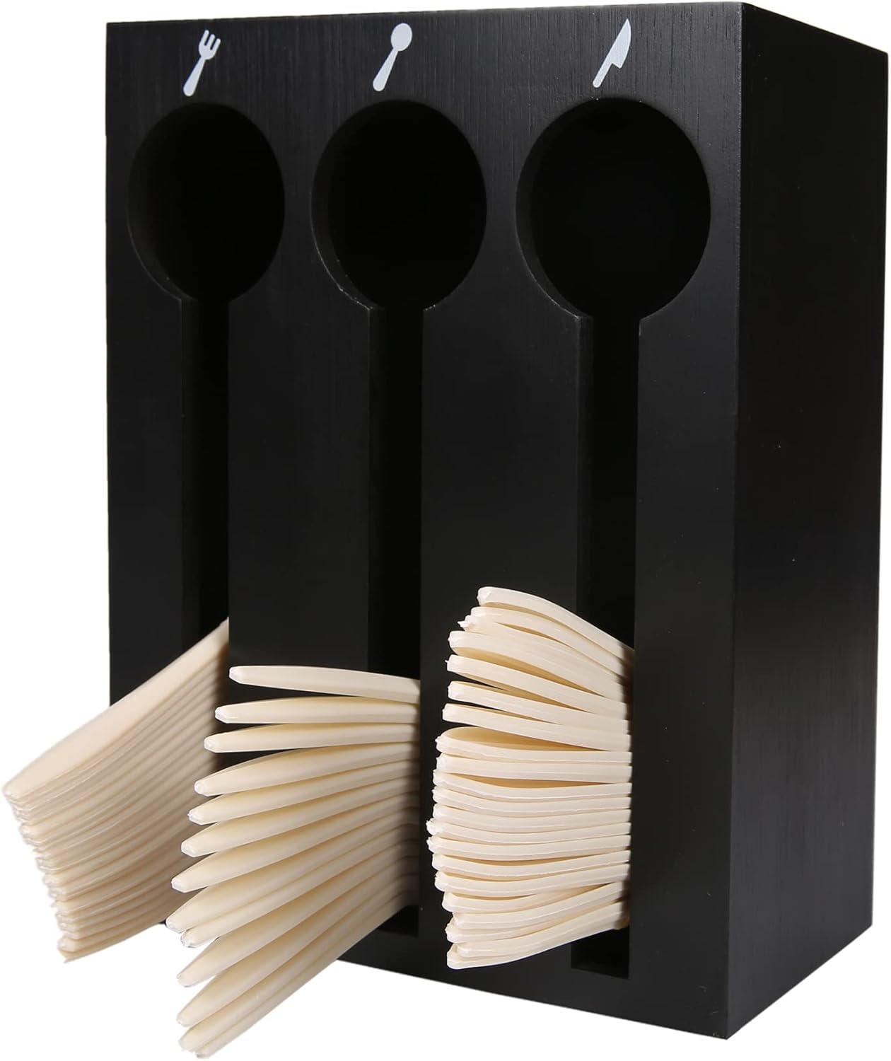 Mind Reader Mind Reader Utensil Dispenser, Silverware Organizer, Plastic Fork and Spoon DIspenser, Kitchen, 7"L x 5.75"W x 6"H, Black