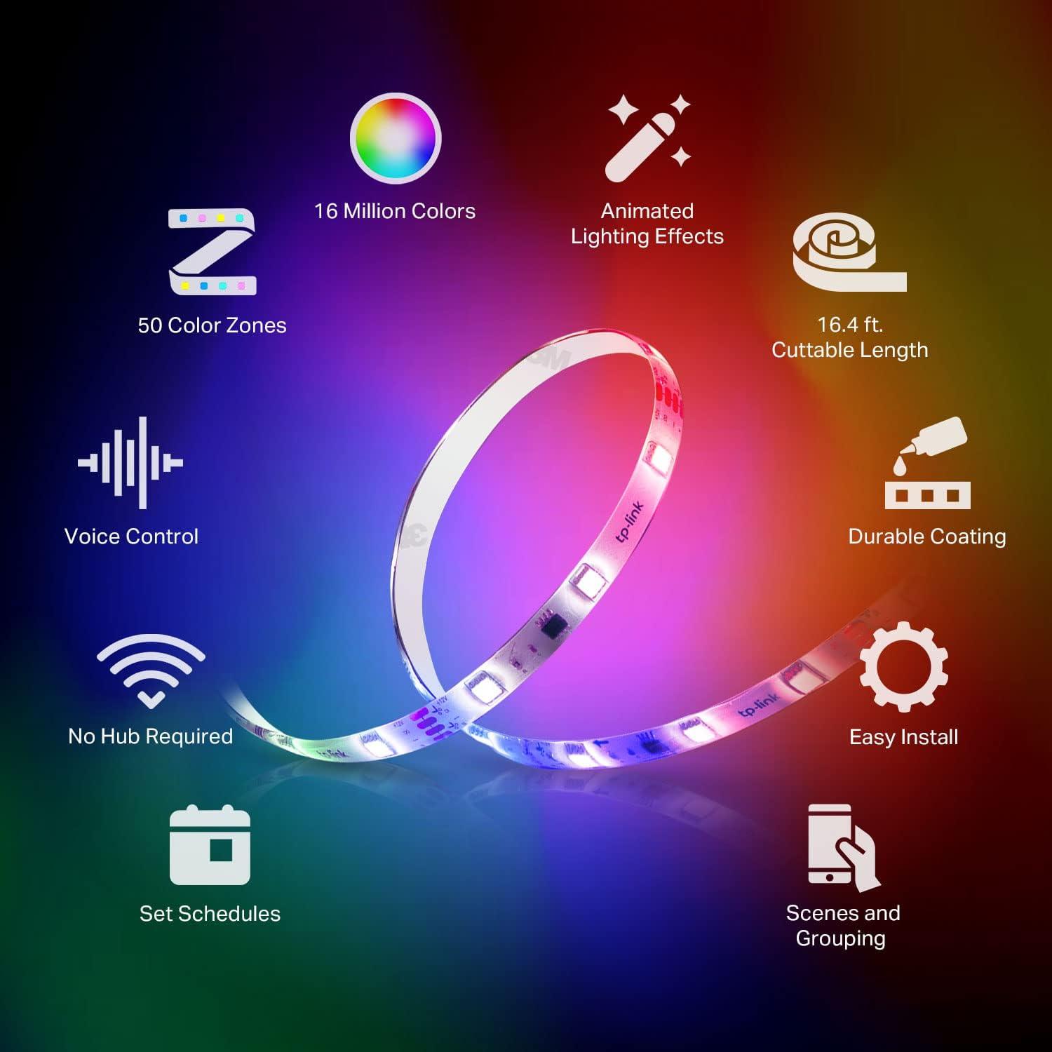 Kasa 16.4ft Multicolor Smart LED Light Strip with PU Coating